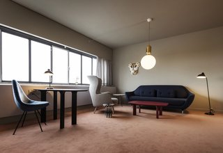 "I designed the room the same the same way I think about my own house," Hayon says. "I wanted a nice place to read, a lovely desk to write on, and a sofa for relaxing or conversation—plus some beautiful accessories and plants."