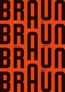 A poster designed for an exhibition of 196t0s Braun products curated by Peter Kapos at the Walter Knoll Showroom in London. 