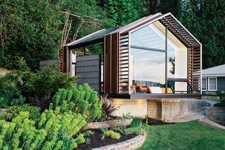 A Former Garage Hosts the Best Parties - Photo 1 of 9 - On Vashon Island, about 20 miles southwest of Seattle, architect Seth Grizzle designed a 440-square-foot multiuse structure for his clients Bill and Ruth True.