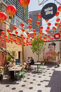 Urban Rehab:
Once Abandoned, a Sydney Street Rises Again - Photo 5 of 6 - Spice Alley's four outdoor eateries enliven the laneway under a canopy of red lanterns. "Resurrected building frontages spill out onto the street and provide a streetscape that is activated by day and night by conversation, creative hustle, and culture," says landscape architect Mike Horne of Turf Design Studio.