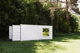 Can You Find This Clothing Label in a (Sort of) Secret Shipping Container? - Photo 2 of 4 - The experience provides customers a temporary point of access to the mostly online brand. Recent architecture graduate Marco Lee conceived the layout of the windows, which are from Glasshaus Living. 