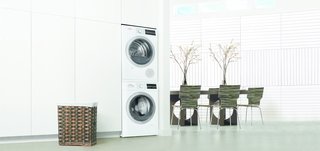 Bosch's Streamlined Kitchen and Laundry Appliances Are Made for Small Spaces - Photo 5 of 6 - Joining the kitchen line, Bosch recently unveiled an efficient 24" laundry pair. The units can be stacked vertically, further reducing their footprint in the home. 