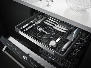 7 Kitchen Technologies to Watch - Photo 4 of 7 - In addition to the standard two levels of storage, the dishwasher has a third rack for odd-shaped items like cooking tools.