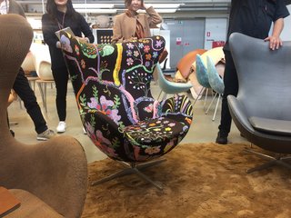 A Recent Trip Leaves Us Dwelling on Denmark - Photo 4 of 14 - The Hawai fabric by Josef Frank for Svenskt Tenn covers an Egg chair by Arne Jacobsen.