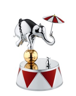 Valentine the Ballerina and her partner, a little mouse, sit on top of a music box that plays <i>The March of the Gladiators</i> by Julius Fučík, a popular circus melody. 