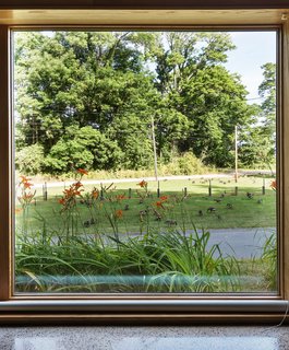 Cottage Industrious - Photo 4 of 10 - Romanzia rolling blinds extend from the floor to cover the Architectural Collection glazing by Eagle Windows.