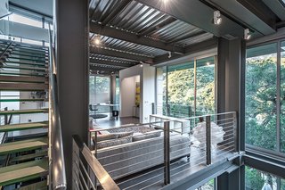 From the Ashes - Photo 1 of 4 - Combining a prefab steel super-structure with concrete walls and insulated metal panels, Anthrazit House in Santa Barbara was designed by architects Pamela and Hector Magnus and built in collaboration with EcoSteel."This wasn’t a traditioImage by Hector Magnus.nal Santa Barbara site with large acreage," Hector says. "It was small and steep." Expansive windows on the second floor face a park. Image by Hector Magnus.