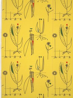 All in a Day's Work - Photo 3 of 4 - Day’s Herb Antony fabric for Heal’s (1956) is an example of her bright, optimistic prints that were an antidote to the austerity of World War II and were widely embraced as a fresh alternative to traditional floral fabrics. Image courtesy of The Robin & Lucienne Day Foundation. Collection of Jill A. Wiltse and H. Kirk Brown III, Denver.