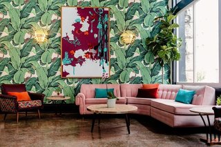This hotel—which happens to bare the same name as us, but has no affiliation with Dwell—takes you back to the late-1950s with modern and bohemian elements and rooms that feature different design concepts.