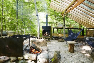 Hot to Trot - Photo 8 of 11 - Joel, a landscape designer, created "a series of outdoor rooms," including an alfresco kitchen that is sheltered beneath a cedar trellis. The Butterfly chairs are from Fresh Home and Garden in Toronto.