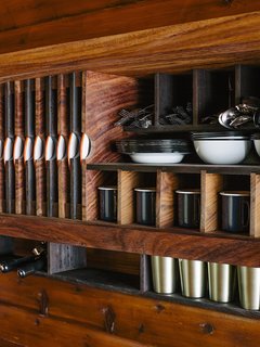 The kitchen was designed like a ship, with built-in storage created by Conrad Contracting.
