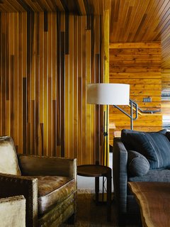A Workstead lamp is beside a custom sectional covered in Zak+Fox fabric.