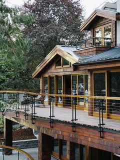 Conrad used sprinkler pipe material for the railings on the deck, which is made of ipe from West Wind Hardwood.
