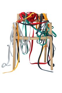 Color Unleashed - Photo 1 of 12 - Bretelle Chair </p><p> When it’s fully dressed, Luca Martorano and Georg Muehlmann’s Bretelle chair is wrapped in colorful "suspenders." It can be customized with 160 shades of ribbon. georgmuehlmann.it