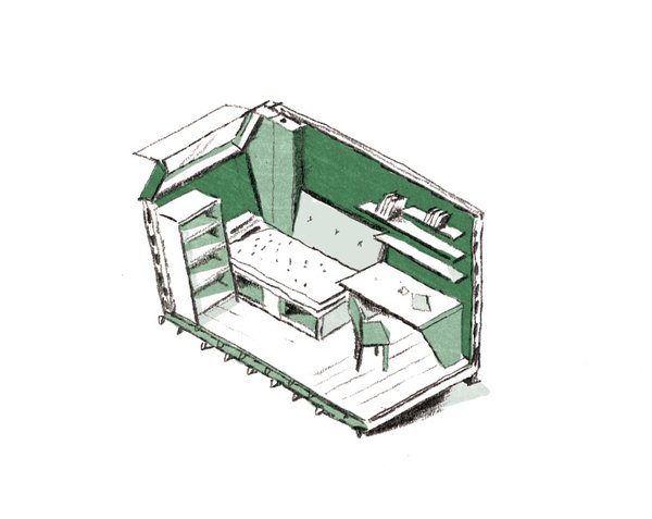 How to get Architecture School Student Ideas From Concept to Reality - Photo 1 of 2 - The students came up with three proposals for a senior women’s shelter, which they synthesized into a single design based on a 92-square-foot module. 