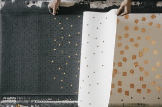 Paper Trail - Photo 13 of 16 - Reveal: The stencil is pulled off, revealing the copper crosses beneath. 
