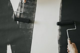 Paper Trail - Photo 5 of 16 - Reveal: The stencil is pulled off, revealing the copper crosses beneath. 