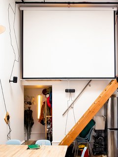 Devising Clever Solutions For a Small San Francisco Loft - Photo 8 of 10 - Max likes to do screenings for friends: "The first time I hosted I showed Planet Earth. Next up is Koyaanisqatsi: Life Out of Balance, a 1982 experimental film by Godfrey Reggio with music by Philip Glass."