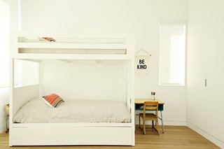 Two Grad-School Friends Apply Their Know-How to a Manhattan Beach Bungalow - Photo 8 of 9 - Lucas and Noah's bedroom holds a set of bunk beds by Urbangreen. 