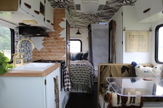 A Portland Couple Renovate a 1982 RV, Turning It Into Their New Home - Photo 1 of 12 - The new, modern-bohemian interiors of the renovated RV.