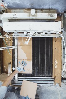 Go Behind the Scenes With a Process-Driven Handmade-Tile Company in California - Photo 10 of 13 - Rectifying: The bisque tiles are then rectified—cut down to eight-by-eight-inch squares with a saw. The precise edges are essential for the next step: screen-printing.