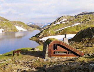 The Bjellandsbu, a 376-square-foot hunting cabin located in western Norway. Designed by Snøhetta, Photo by James Silverman <span> <a href="/discover/cabin" target="_blank">#cabin</a></span><span> <a href="/discover/prefab" target="_blank">#prefab</a></span><span> <a href="/discover/norway" target="_blank">#norway</a></span><span> <a href="/discover/horse" target="_blank">#horse</a></span><span> <a href="/discover/grassroof" target="_blank">#grassroof</a></span><span> <a href="/discover/snow" target="_blank">#snow</a></span>