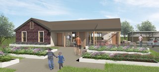 1968 Memphis Home Will Be Remade Into a Flexible, Sunny Haven - Photo 1 of 5 - The winning design highlights community interaction. Planter beds in the front yard not only give the residents the opportunity to take up gardening (a hobby with proven benefits for the elderly), but the garden also has the potential to become a communal space that invites neighbors' participation.