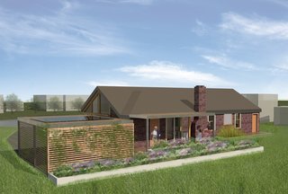 1968 Memphis Home Will Be Remade Into a Flexible, Sunny Haven - Photo 4 of 5 - Additional garden boxes are installed off the rear facade. Photovoltaic panels top the carport, allowing future cost savings for the residents.