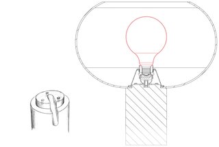 How Rodolfo Dordoni Rebranded Foscarini With a Winning Lamp - Photo 6 of 7 - A sketch of the Buds table lamp shows how the glass shade attaches to the cylindrical plastic base.
