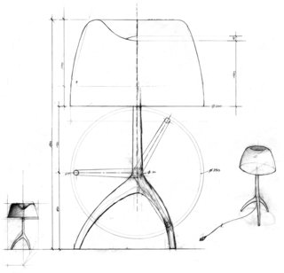 How Rodolfo Dordoni Rebranded Foscarini With a Winning Lamp - Photo 2 of 7 - Sketches of the Lumiere lamp, originally designed by Dordoni for Foscarini in 1990, show the light's signature tripod base. The product helped put the Italian company on the map.