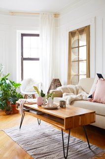 500 Square Feet Is Just Right in Greenpoint - Photo 3 of 6 - The sustainably sourced wood table is also by Brooklyn's From the Source. The couple picked up the rug in Oaxaca, Mexico.