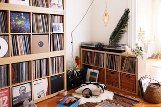 500 Square Feet Is Just Right in Greenpoint - Photo 6 of 6 - Bret's extensive record collection fills a corner of the space.