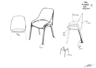 Bringing Back a Forgotten Material - Photo 1 of 7 - Luca Nichetto’s illustrations give us a glimpse into his design process and the various components that went into the development of the Stella Armchair.