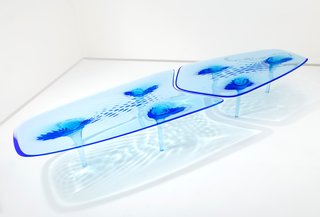 Must-See Discoveries from San Francisco’s Design + Art Fair - Photo 7 of 13 - Zaha Hadid’s Liquid Glacial dining table and chair are crafted with acrylic that’s been manipulated to look like suspended pieces of formed ice. 