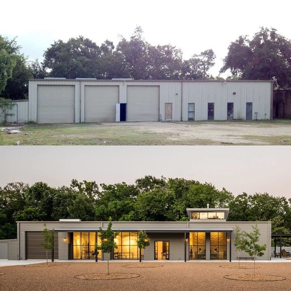 You’d Never Guess This Home Used to Be an Auto Body Shop - Photo 2 of 2 - This before and after shot shows how Content Architecture turned a forgotten auto body shop into a light-filled home for an artist and engineer.