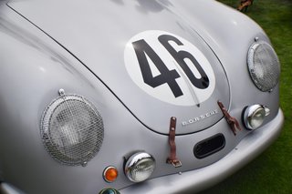 A Day at the Pebble Beach Concours d’Elegance Car Show - Photo 3 of 9 - Coming from Portland, Oregon, this Porsche 356 SL Coupe was one of only four cars that were prepared for the 24 Hours of le Mans race in 1951. It was the only one that made it to the race without crashing. Though it finished 20th overall, it won first in its class (1100 cc), which became Porsche’s first win in an international race and marked the beginning of its extended connection to international endurance racing.