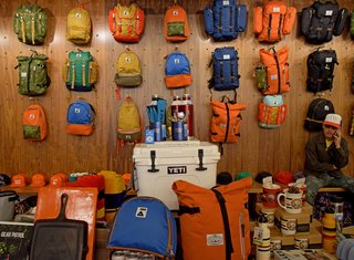 Each wall in Poler is lined with colorful outdoor gear and accessories. Every corner of the store brings you closer to your future camping adventure.