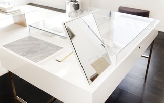 This New Jewelry Showroom Celebrates 'Made in L.A.' From Top to Bottom - Photo 6 of 9 - This particular display includes marble trays and mirrors that flip up while concealing ring sizers and additional inventory.