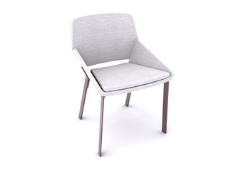 Their next step included building the pieces to scale with 3D computer models so that they could work on materials, proportions, and other vital details. They then used 3D CAD files when going through the prototyping process with Target. Here, you can see their digital 3D model of the Dining Chair, which transitioned from the prior sketch.