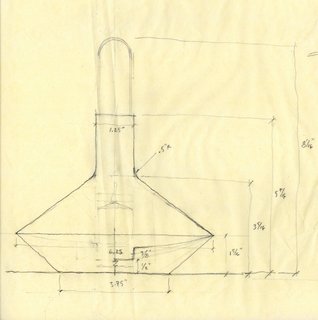 Another one of the accessories in the line is the Lantern. This sketch with rough measurements shows one of the earliest stages of the process.