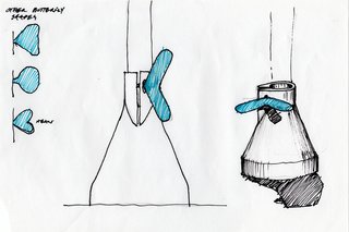 Another example is the Wingnut Candle Holder, which is shown here in its early penned sketch stage.