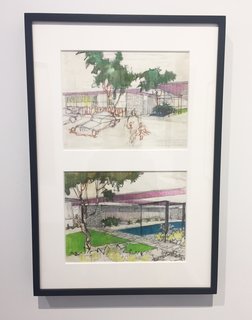 Follow Us Through San Francisco’s FOG Design & Art Fair - Photo 2 of 10 - Edward Cella Art & Architecture from Los Angeles deals a collection of architectural illustrations by iconic architect Richard Neutra. Shown here is a pair of elevation drawings he created in 1963 with pastel on paper. It shows the Mariners Medical Art Center in Newport, California.