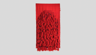 Follow Us Through San Francisco’s FOG Design & Art Fair - Photo 7 of 10 - New York-based gallery Demisch Danant presented a number of textile artworks, some of which were created by revered textile artist, Sheila Hicks. Shown here is a wool prayer rug that she created in 1972. 