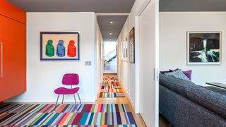 A Year of Careful Study Leads to a Thoughtful Renovation of a 1949 Eichler - Photo 8 of 10 - The ground floor holds the two kids’ bedrooms, which were remodeled but kept consistent with the original footprint of the house. Also on the ground level is a media room that sits behind a pocket door. 