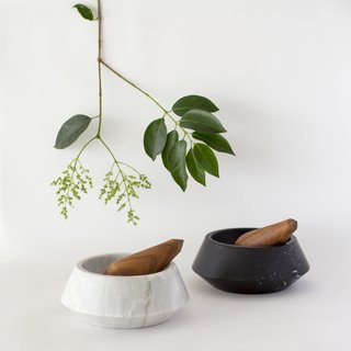 Part II of Our Exploration of Mexico City’s Caravana Americana - Photo 2 of 18 - The mortar of their pestle and mortar is available in two types of marble, while the pestle is handmade out of Guayacan wood that’s sourced from the Yucatán and is finished with palm wax and linseed oil.