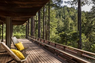The Midcentury Home That Daniel Liebermann Built For His Parents Asks $2.8 Million - Photo 16 of 16 - The house sits on 1.25 acres of land and has a deck that connects the interiors with the outdoors. Jay pointed out, "Some of the old-growth redwood Liebermann used has up to 25 growth rings in a single inch!" 