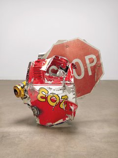 Robert Rauschenberg At Tate Modern In London - Photo 4 of 4 - Stop Side Early Winter Glut, 1987 – Riveted metal road signs, car parts, and gas station signs 109.9 x 116.8 x 86.4 cm 