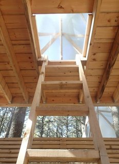 Shop Class Rebooted: Students Built This Woodland Retreat - Photo 3 of 4 - The students worked with a limited palette of materials: 2x framing material, galvanized connectors, translucent fiberglass, and supplies gathered on site.