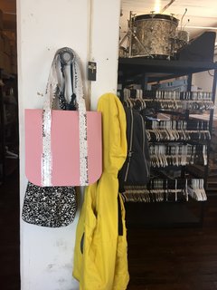 Inside the Designer's Studio: Good Thing - Photo 3 of 5 - A paper prototype for a new tote bag incorporates the brand's speckled logo.