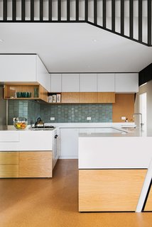 An Australian Renovation Gives New Life to Midcentury Style - Photo 14 of 14 - The backsplash tiles were imported from American manufacturer Heath Ceramics, in the Chalk-Gunmetal finish from the Classic Field line. 